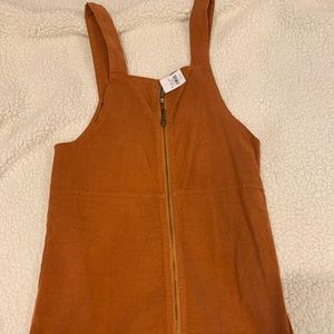 Suede Overall mini dress with zipper